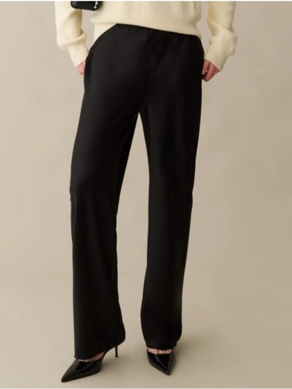 Kourt Mina Pant New Medium Women's Silky Satin Black Elegant Designer